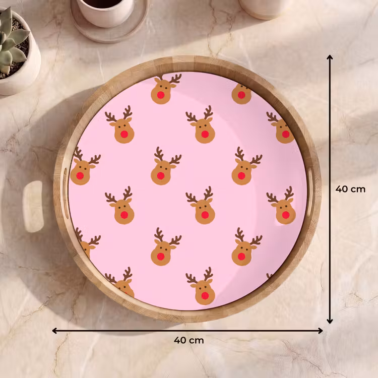 Dienblad - Rendieren - Kerst - Roze - Rood — 9
