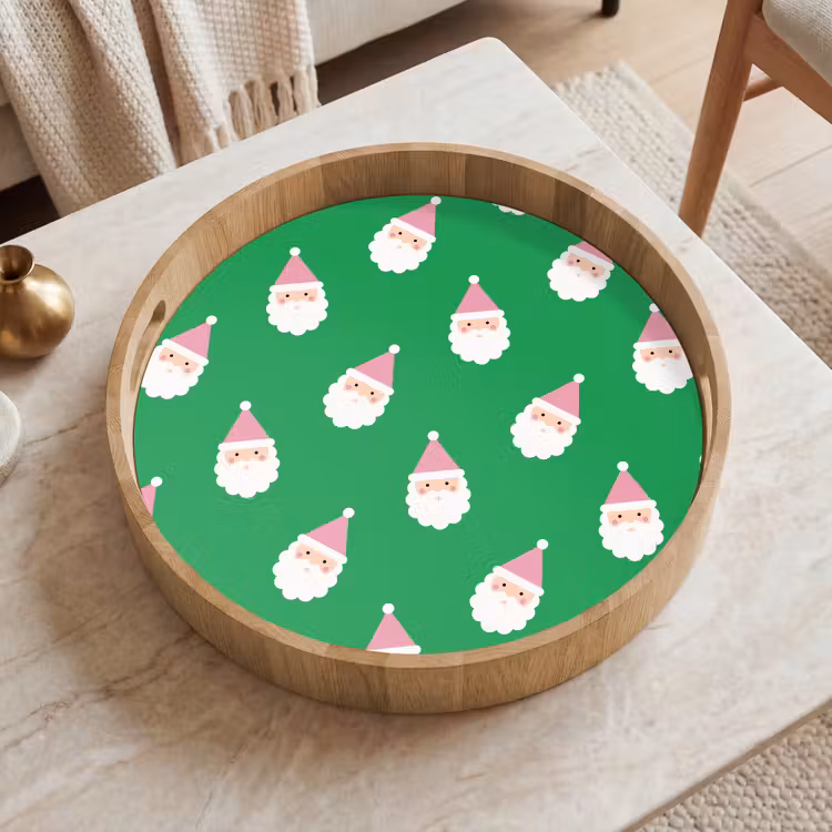 Dienblad - Kerstman - Kerst - Roze - Groen — 2