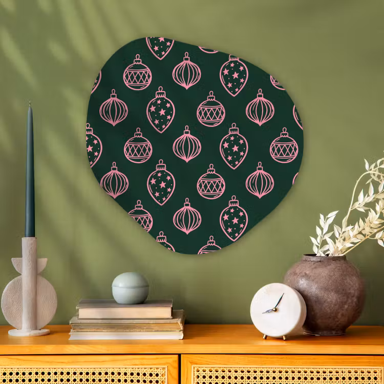 Organisch schilderij glas - Kerstbal - Roze - Groen — 2