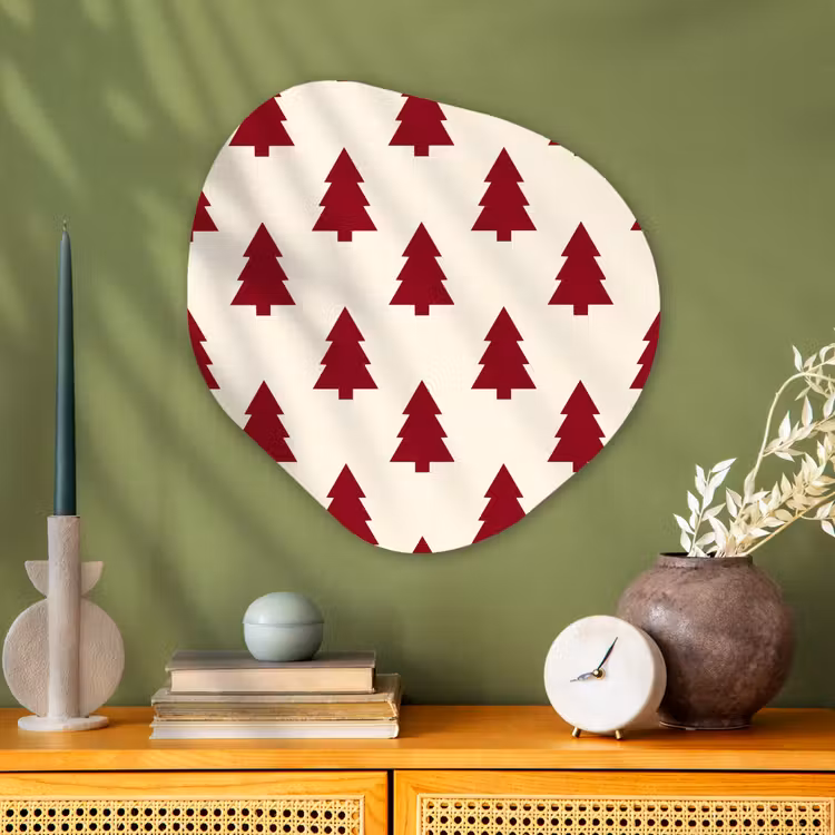 Organisch schilderij glas - Kerstboom - Crème - Rood — 2