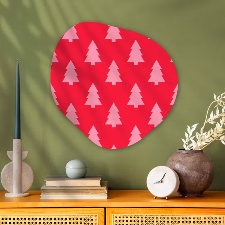 Organisch schilderij glas - Kerstboom - Roze - Rood — 2