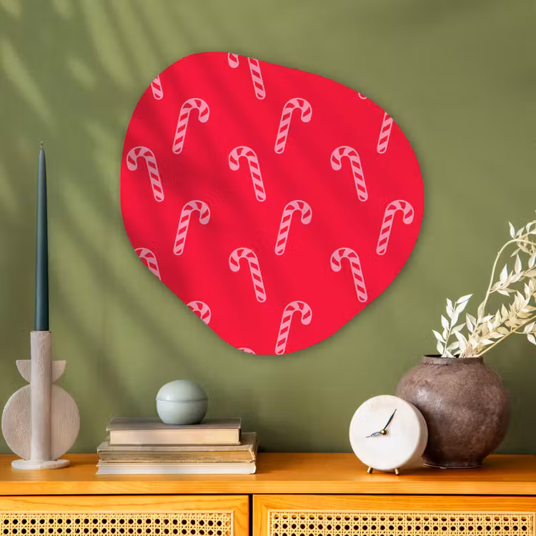 Organisch schilderij glas - Kerst - Roze - Rood - Zuurstok — 2