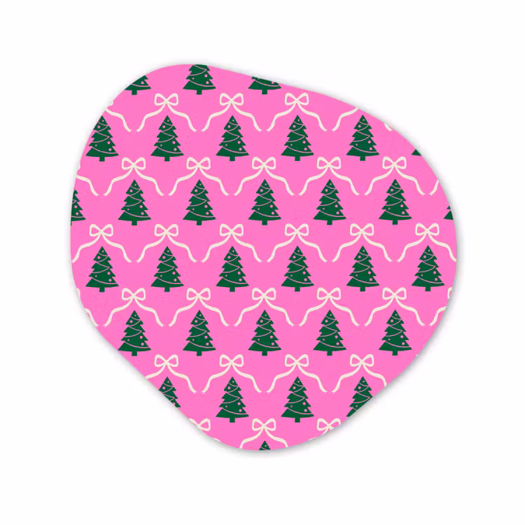 Organisch schilderij glas - Kerst - Roze - Wit - Strik — 1