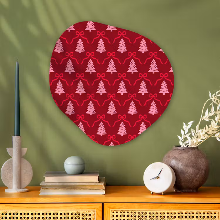 Organisch schilderij glas - Strik - Rood - Roze - Kerst — 2
