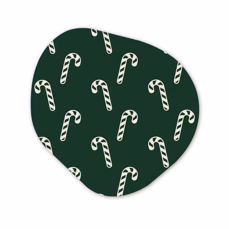 Organisch schilderij glas - Kerst - Groen - Wit - Zuurstok — 1