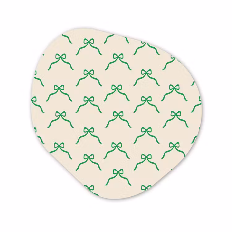 Organisch schilderij glas - Strik - Crème - Groen - Kerst — 1