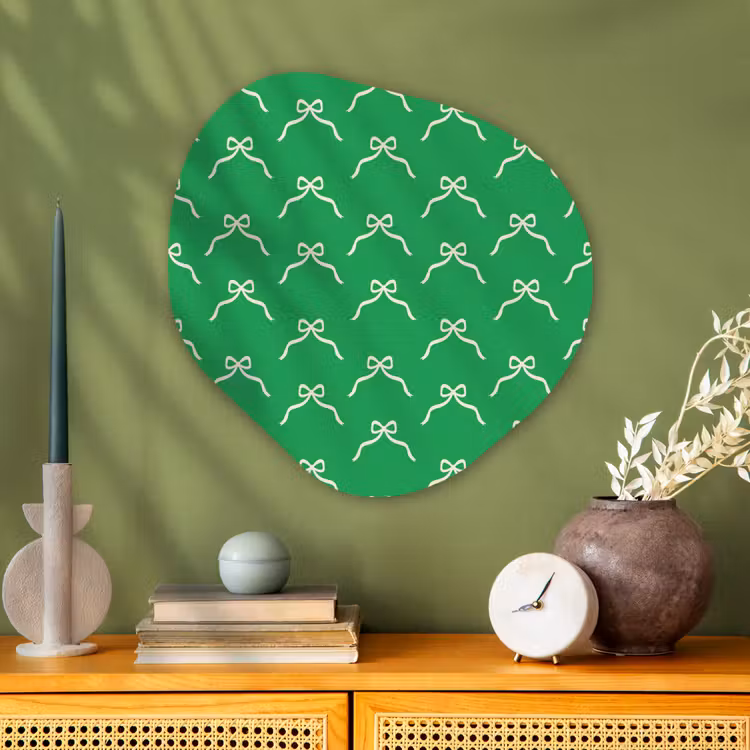Organisch schilderij glas - Strik - Kerst - Groen - Wit — 2