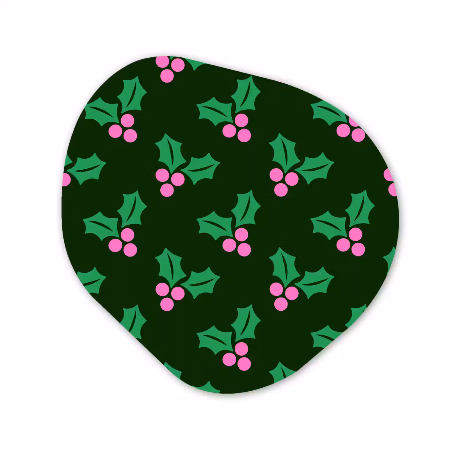 Organisch schilderij glas - Hulst - Groen - Roze - Kerst — 1