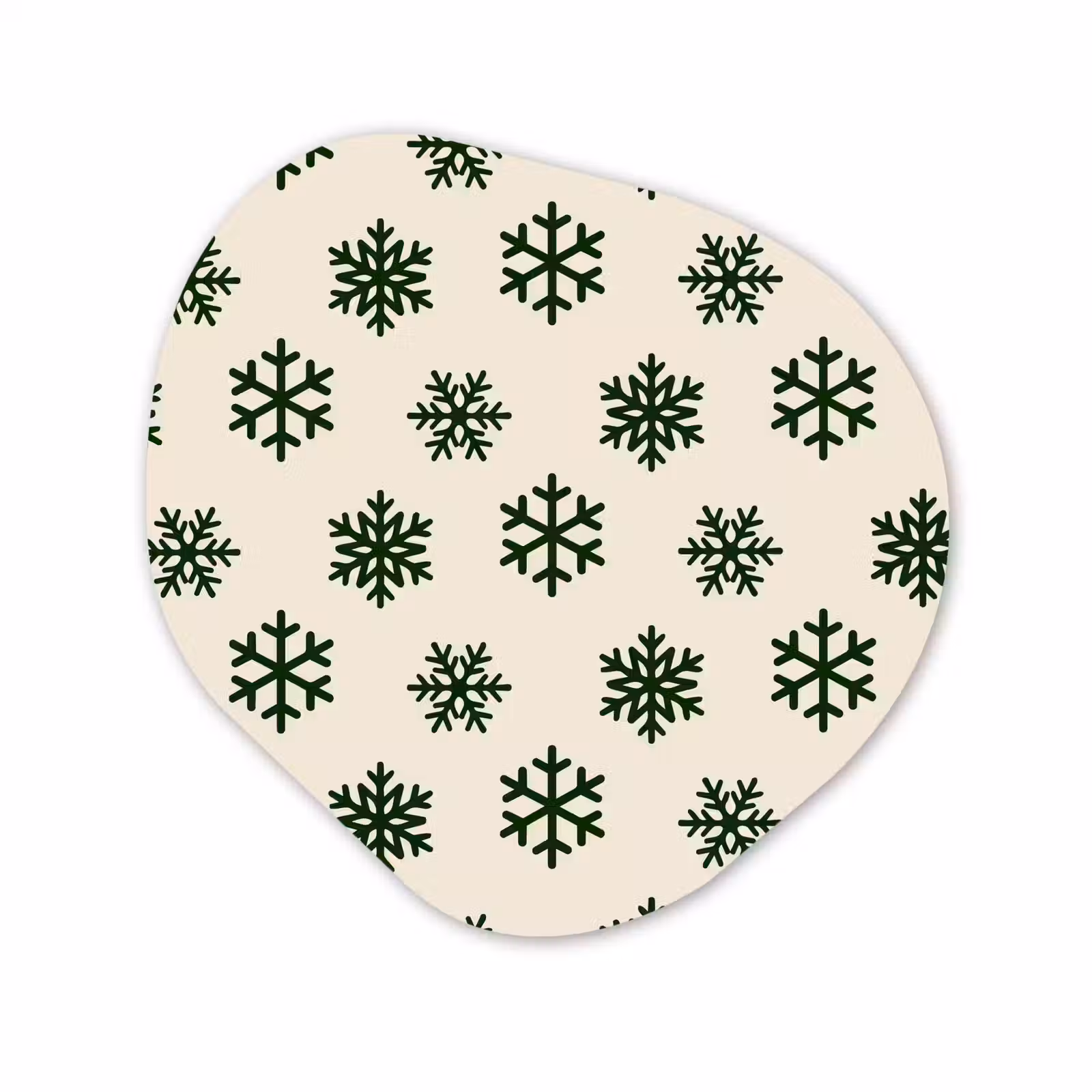 Organisch schilderij glas - Sneeuwvlok - Crème - Groen - Kerst — 1