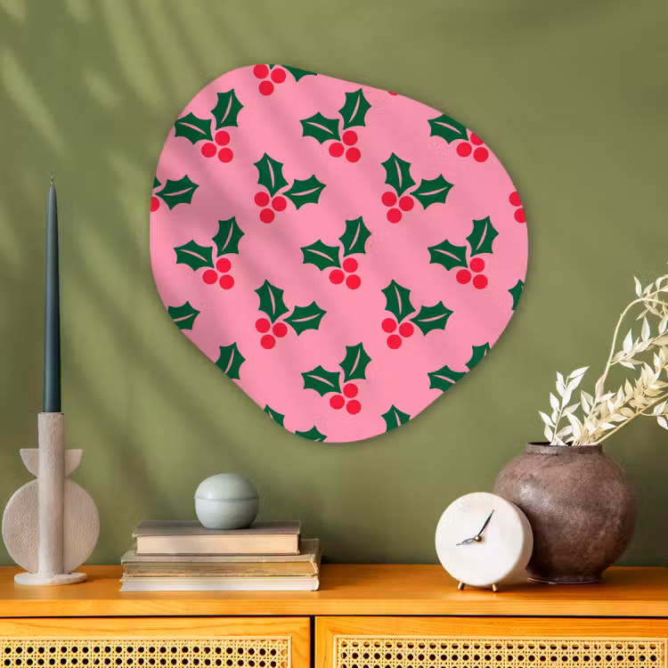 Organisch schilderij glas - Hulst - Kerst - Roze — 2