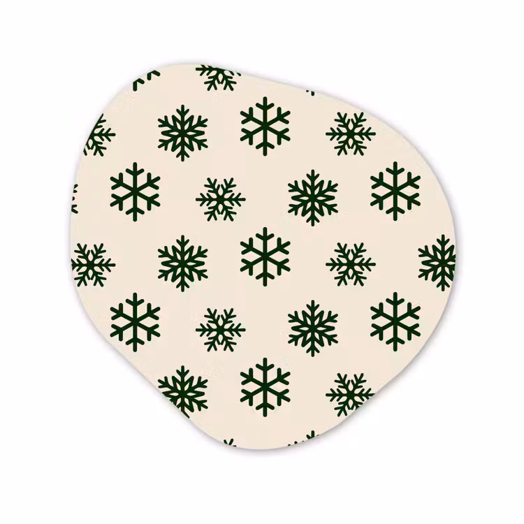 Organisch schilderij glas - Sneeuwvlok - Crème - Groen - Kerst — 1
