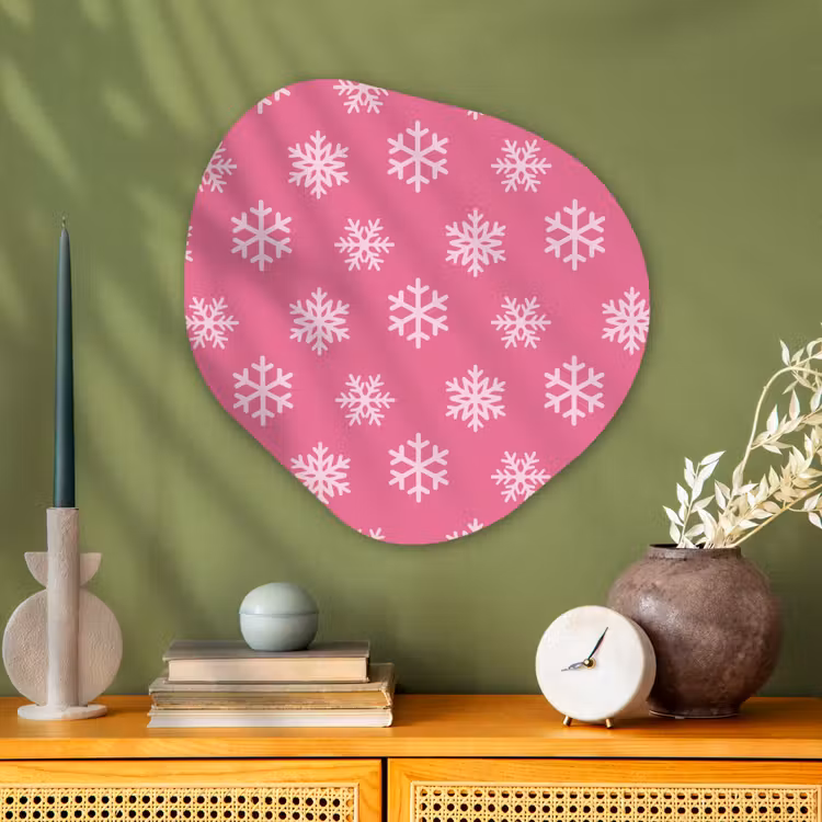 Organisch schilderij glas - Sneeuwvlok - Kerst - Roze — 2