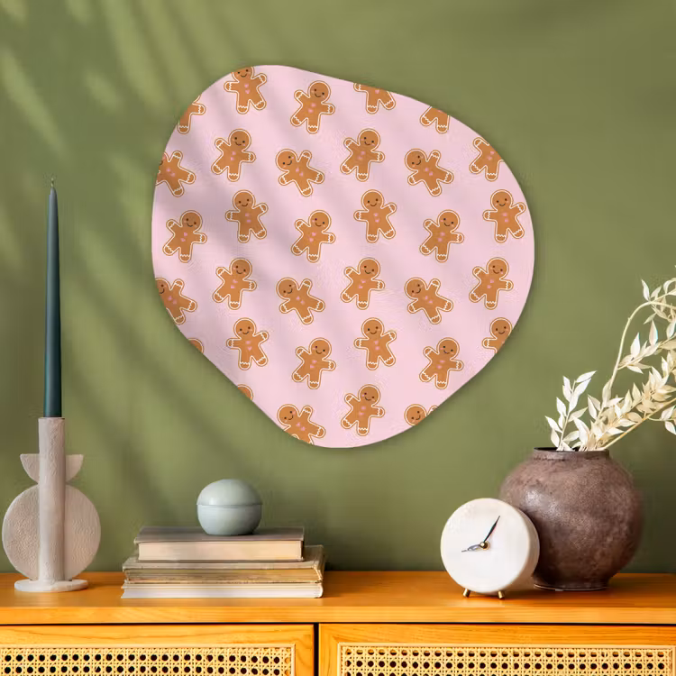 Organisch schilderij glas - Peperkoek - Bruin - Roze - Kerst — 2