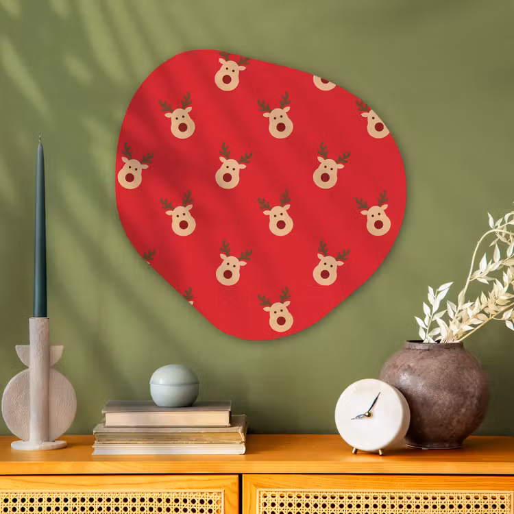 Organisch schilderij glas - Rendieren - Kerst - Rood — 2