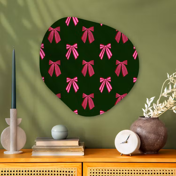 Organisch schilderij glas - Strikken - Kerst - Roze - Groen — 2