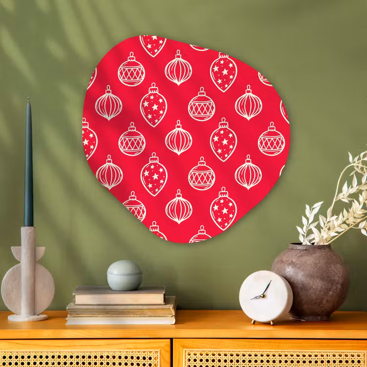 Organisch schilderij aluminium - Kerstbal - Rood - Wit — 2
