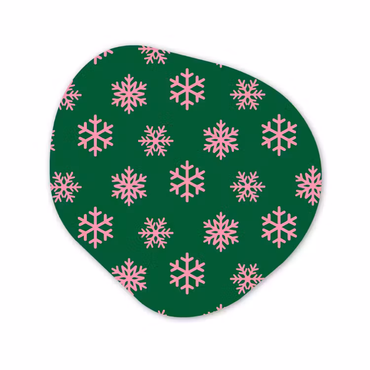 Organisch schilderij forex - Sneeuwvlok - Groen - Roze - Kerst — 1
