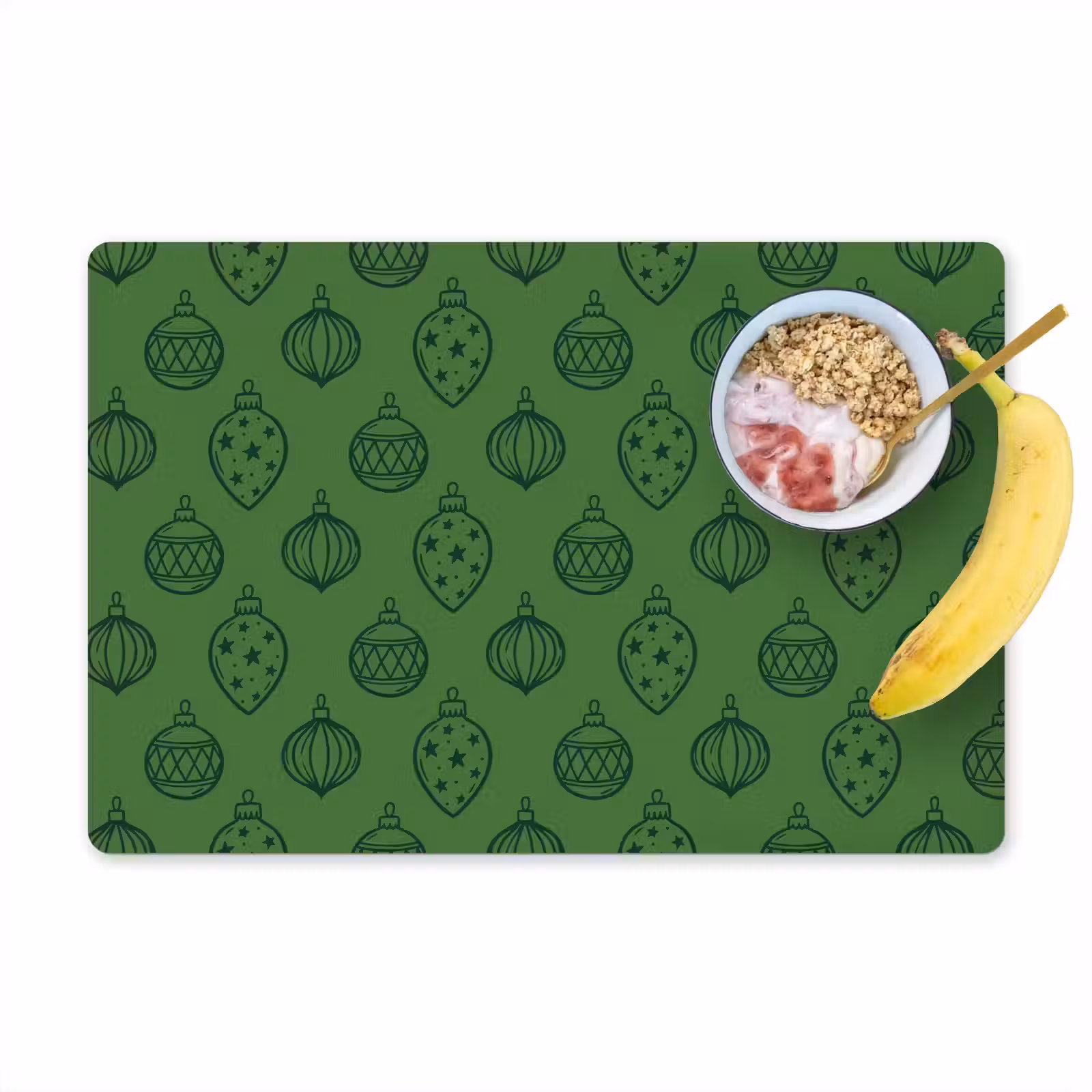 Placemat - 6 stuks - Kerstbal - Kerst - Groen — 1