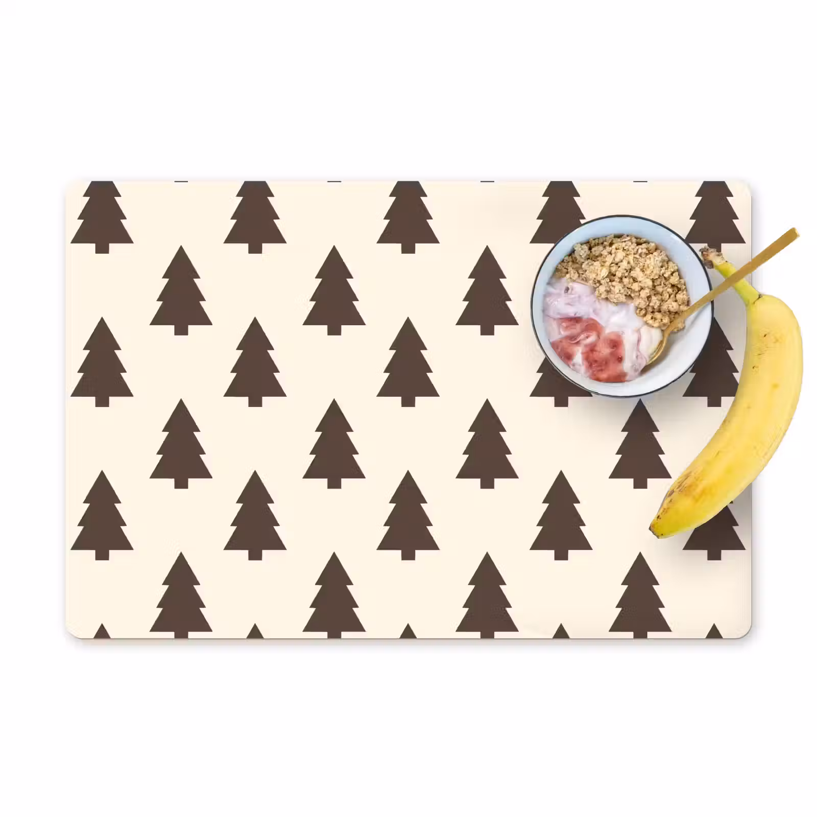 Placemat - 6 stuks - Kerstboom - Crème - Grijs — 1