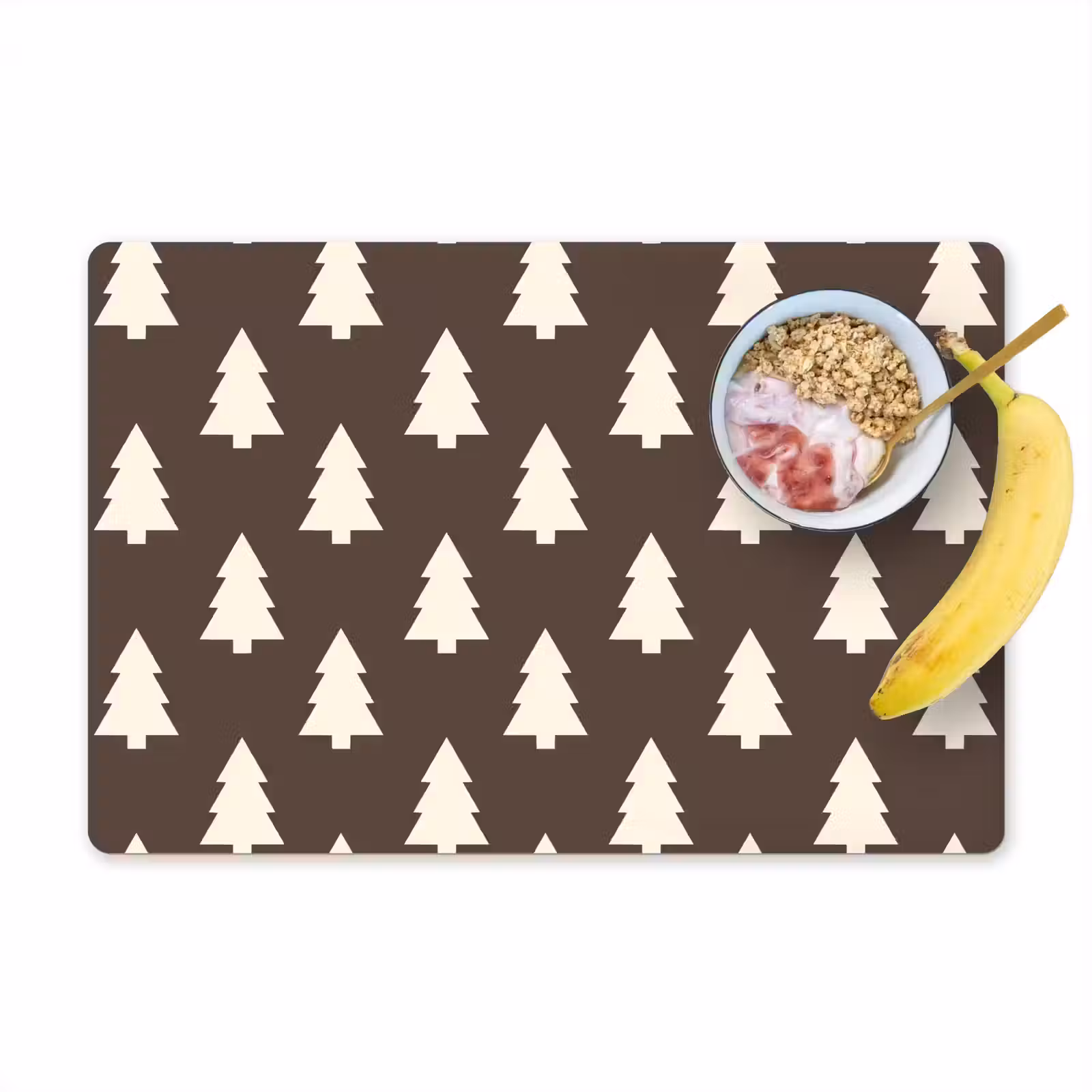 Placemat - 6 stuks - Kerstboom - Grijs - Crème — 1