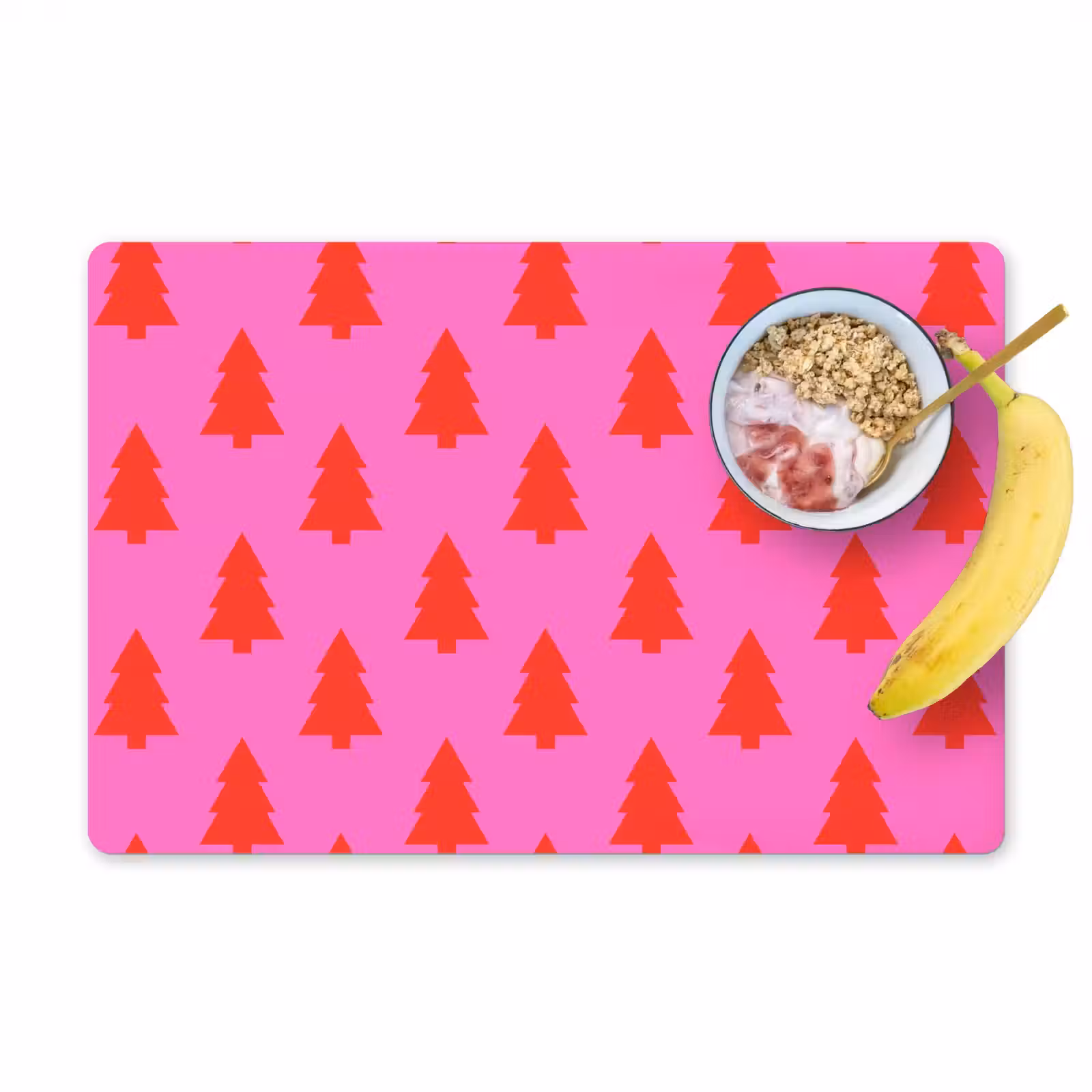 Placemat - 6 stuks - Kerstboom - Rood - Neon — 1