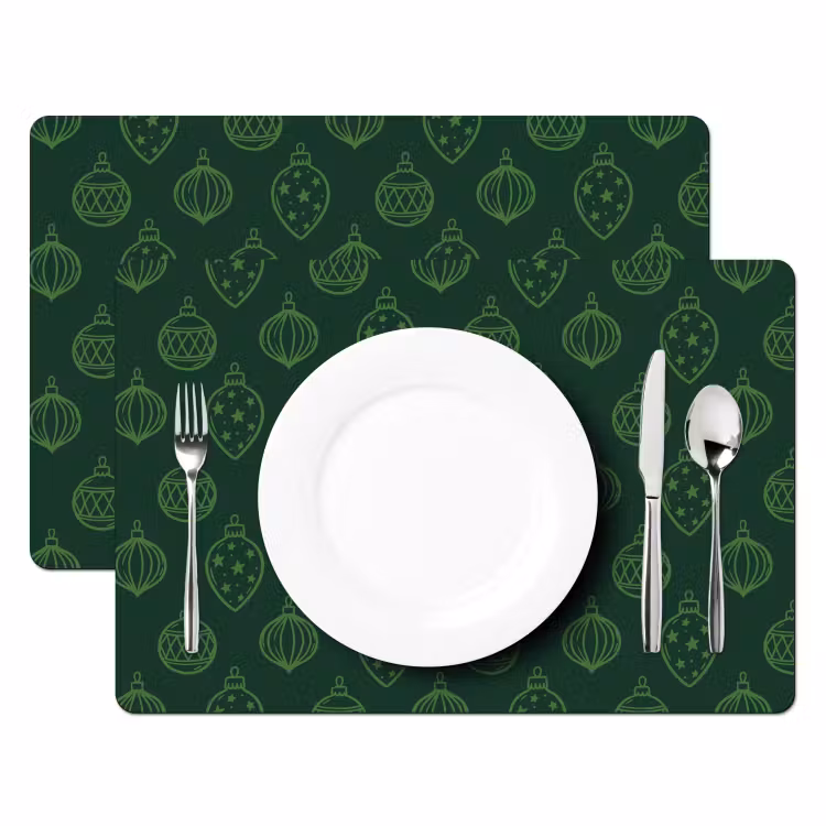 Placemat - 6 stuks - Kerstbal - Groen - Kerst — 2