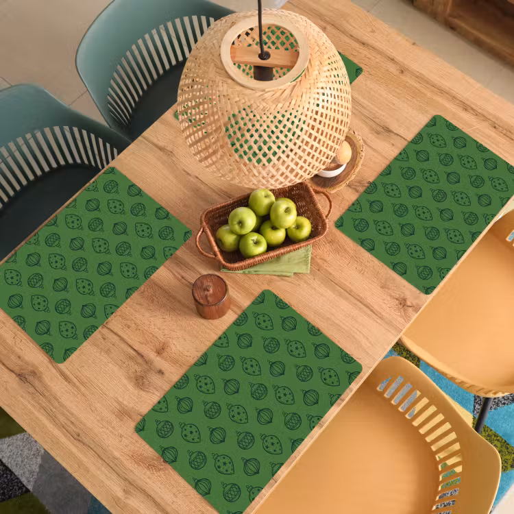 Placemat - 6 stuks - Kerstbal - Kerst - Groen — 6