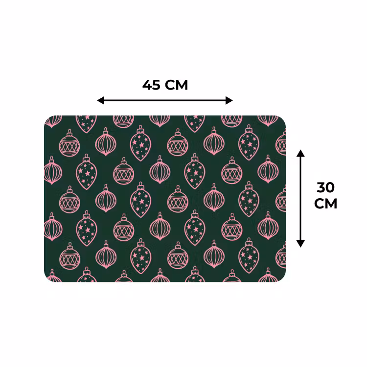 Placemat - 6 stuks - Kerstbal - Roze - Groen — 3