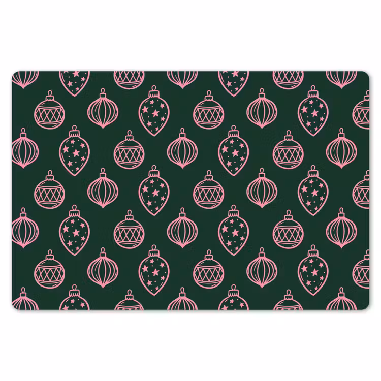 Placemat - 6 stuks - Kerstbal - Roze - Groen — 7