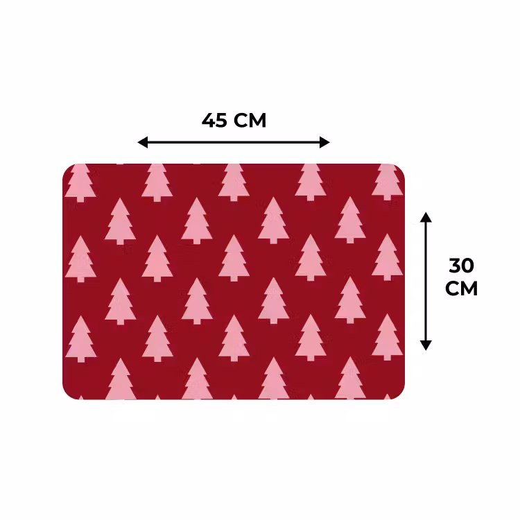 Placemat - 6 stuks - Kerstboom - Burguny - Roze — 3