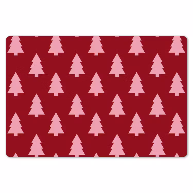 Placemat - 6 stuks - Kerstboom - Burguny - Roze — 7