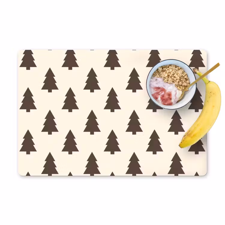 Placemat - 6 stuks - Kerstboom - Crème - Grijs — 1
