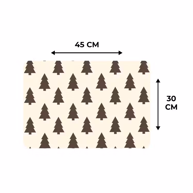 Placemat - 6 stuks - Kerstboom - Crème - Grijs — 3