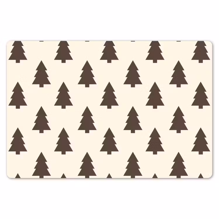 Placemat - 6 stuks - Kerstboom - Crème - Grijs — 7