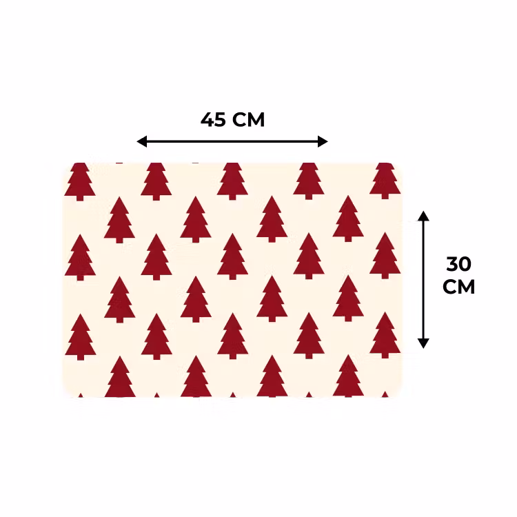 Placemat - 6 stuks - Kerstboom - Crème - Rood — 3