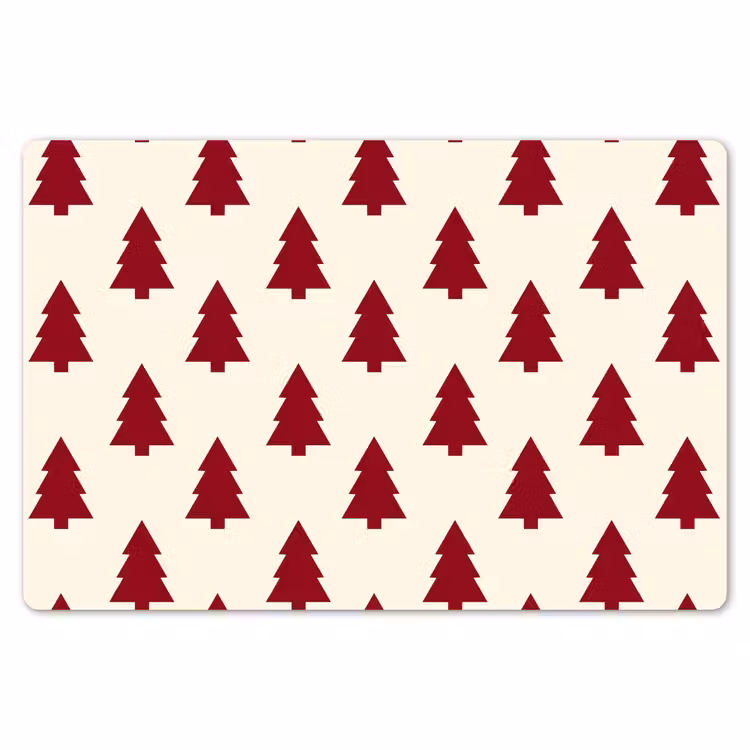 Placemat - 6 stuks - Kerstboom - Crème - Rood — 7