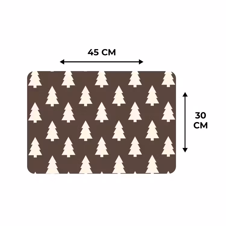Placemat - 6 stuks - Kerstboom - Grijs - Crème — 3