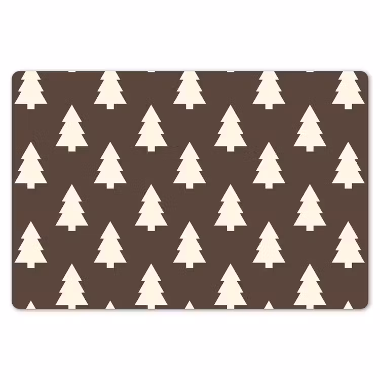 Placemat - 6 stuks - Kerstboom - Grijs - Crème — 7