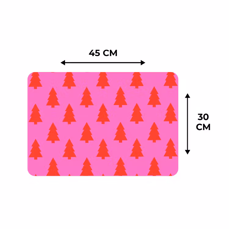 Placemat - 6 stuks - Kerstboom - Rood - Neon — 3