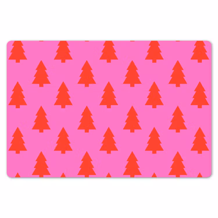 Placemat - 6 stuks - Kerstboom - Rood - Neon — 7