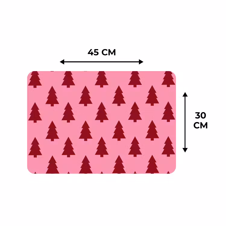 Placemat - 6 stuks - Kerstboom - Rood - Roze — 3