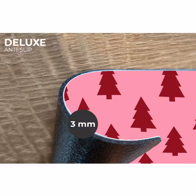 Placemat - 6 stuks - Kerstboom - Rood - Roze — 4