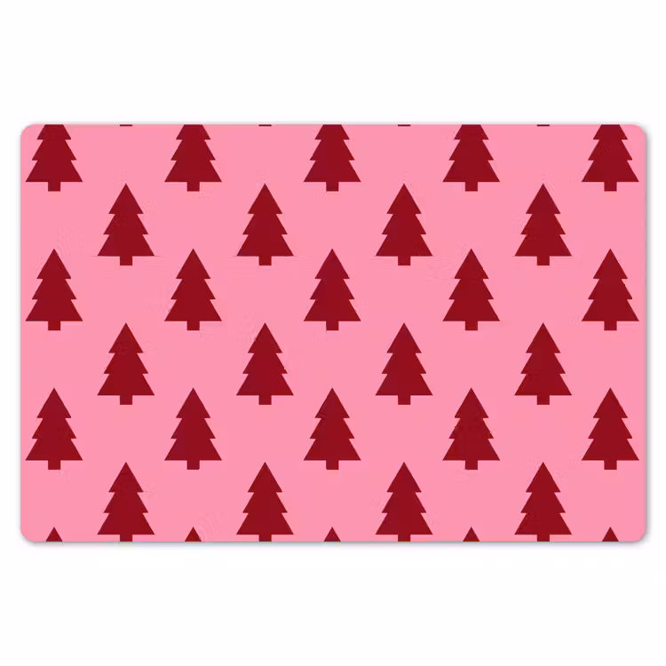 Placemat - 6 stuks - Kerstboom - Rood - Roze — 7