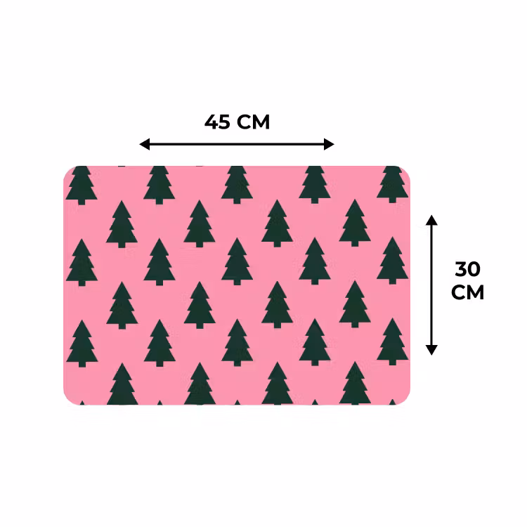 Placemat - 6 stuks - Kerstboom - Roze - Groen — 3
