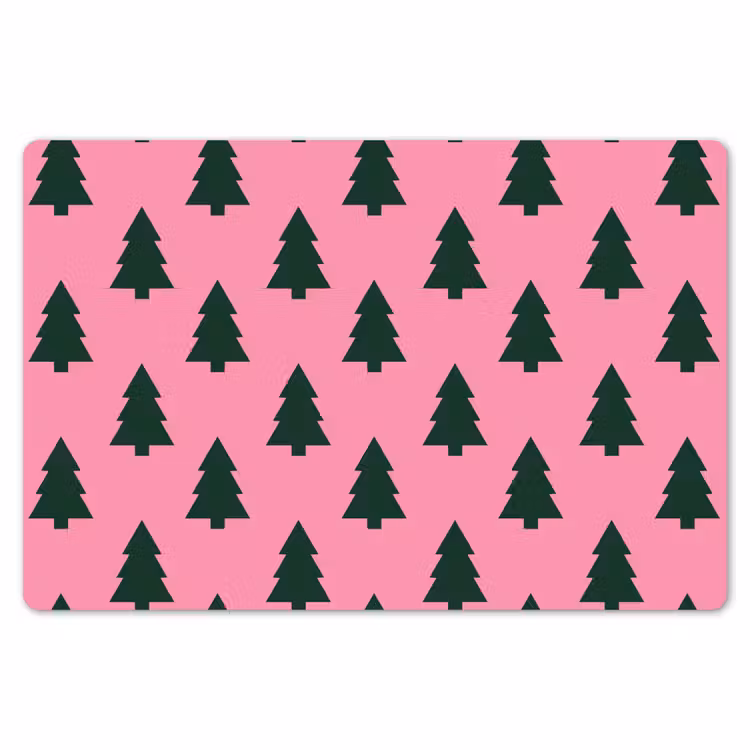 Placemat - 6 stuks - Kerstboom - Roze - Groen — 7