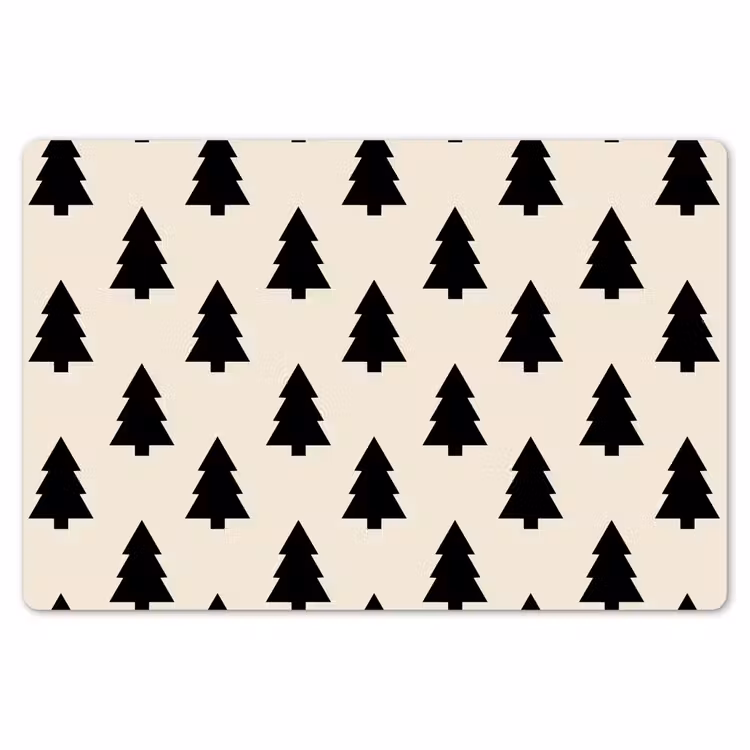 Placemat - 6 stuks - Kerstboom - Wit - Zwart — 7