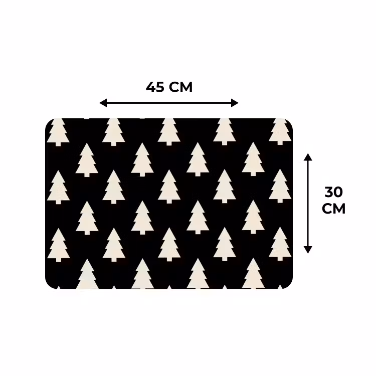 Placemat - 6 stuks - Kerstboom - Zwart - Wit — 3