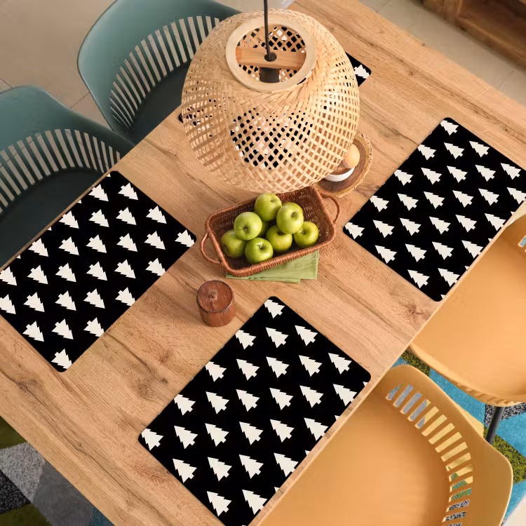 Placemat - 6 stuks - Kerstboom - Zwart - Wit — 6