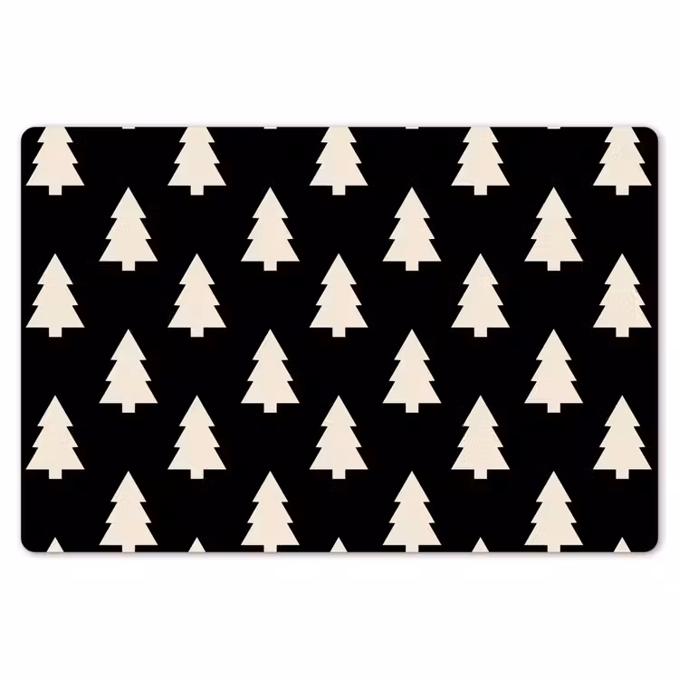 Placemat - 6 stuks - Kerstboom - Zwart - Wit — 7