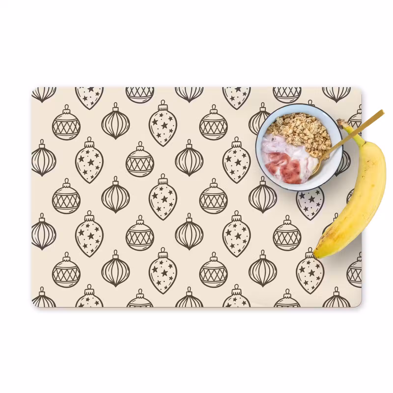 Placemat - 6 stuks - Kerstbal - Groen - Crème — 1